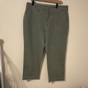 Sundance Straight Leg Scalloped Hem Cotton Blend Pants